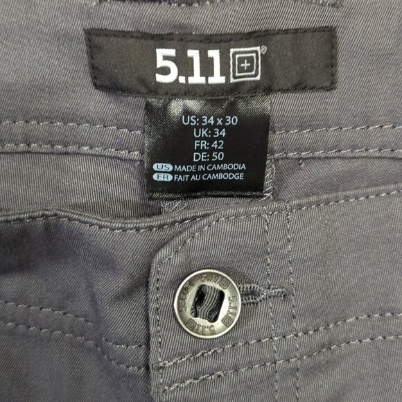 5.11 Tactical Pants Men's 34x30 Gray Edge Chino Pant 2.0 Outdoor Hiking Combat - Picture 8 of 11